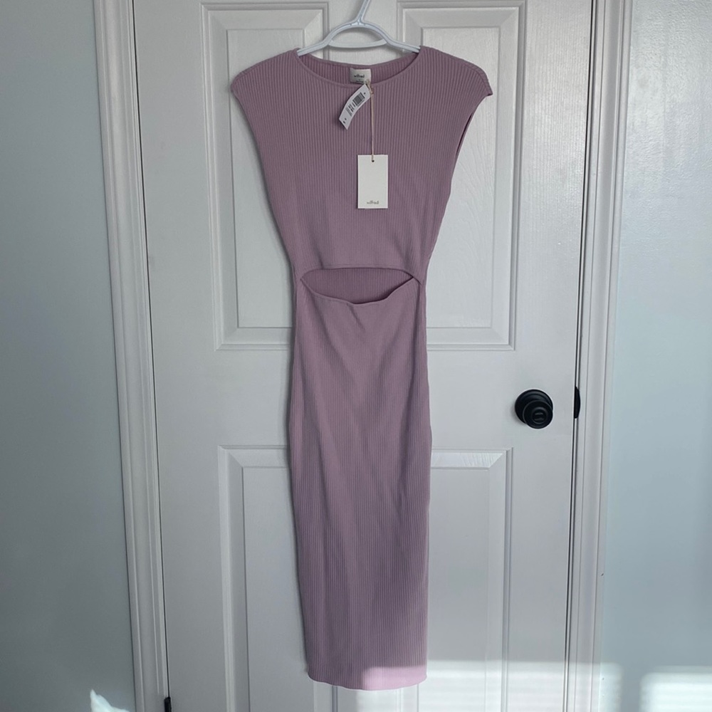 BNWT Aritzia Wilfred cut-out knit midi cloudy lilac size small